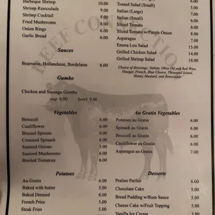 the menu