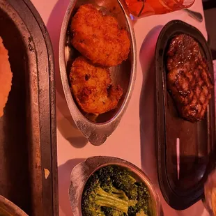 Cheesy potatoes and broccoli