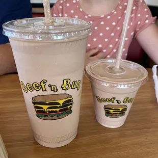 Large chocolate peanut butter shake Small chocolate banana shake