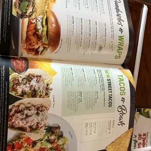 Taco section of menu.