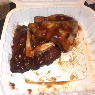 Smoked chicken, ribs