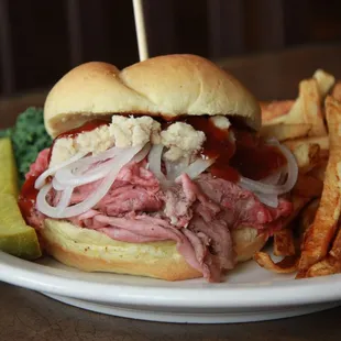 Pit Beef sliced thin and piled high. Making me so hungry.