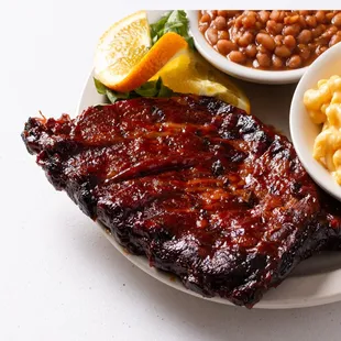 Finger Lickin&apos; Good - Half Rack Tender Ribs with Beans and Mac-n-Cheese