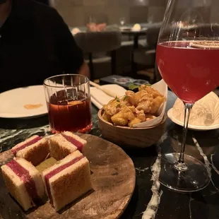 Croque sando and rock corn