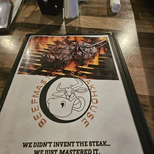 Simple menue. I cant believe they have family style steak.