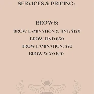 Current brow pricing