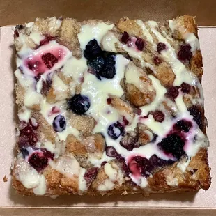 Berry bread pudding with creme anglaise