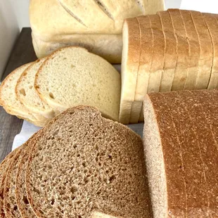sour dough, white and wheat bread