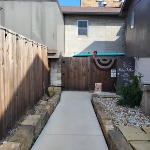 Ramp going down to store