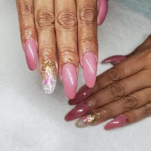 Breast cancer awareness nails