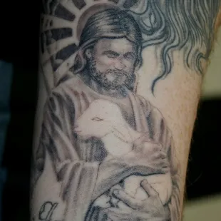 Jesus with spirit lamb