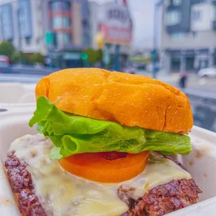 1/4 lb Beep 's Burger, Swiss, Maters, Lettuce, and a perfect Bun.