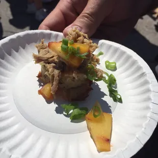 I believe this was a crab cake with pork and mango from Ameristar. It was delish!