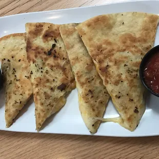 Quesadilla, lots of gooey cheese and good
