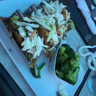 Won ton tacos with broccoli!