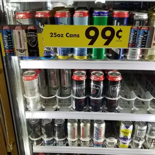 a display of cans