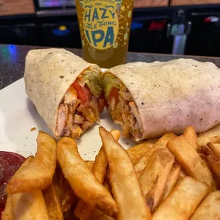 Buffalo chicken wrap  Hazy little thing IPA
