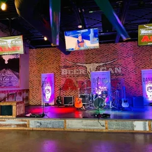 a stage with a band on it