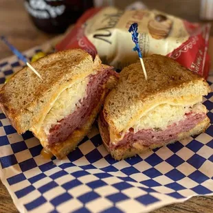 a sandwich and chips