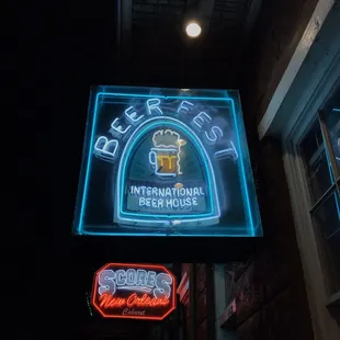 a neon sign for a bar