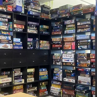Some board games behind the counter