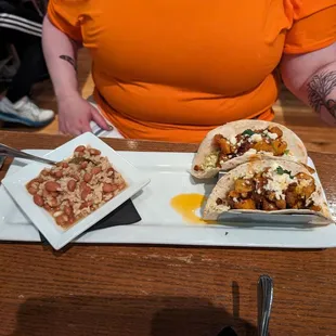 Butternut Squash Tacos w Pintos and Brown rice