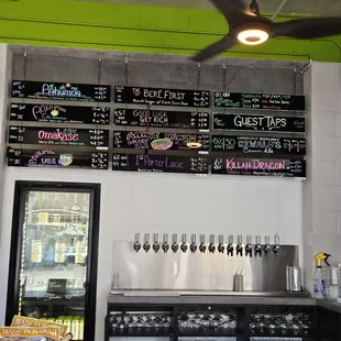 Beer menu and taps