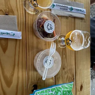 a variety of drinks on a table