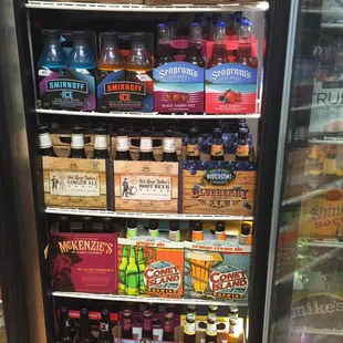 a refrigerator full of drinks