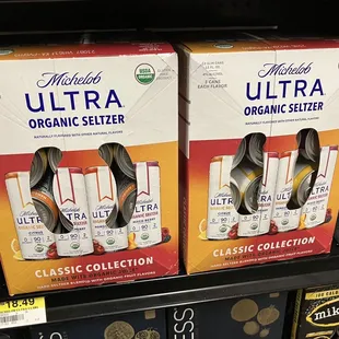 two boxes of ultra organic seltzer