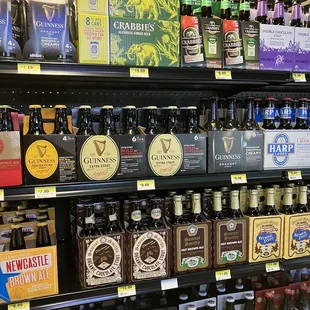 a wide selection of beer bottles