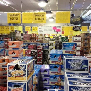 a large selection of beer in a store