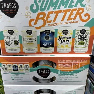 a display of a variety of beers