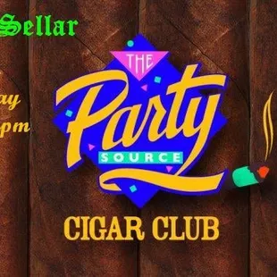 the logo for the party source cigar club