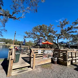 a view of a lake and a dock