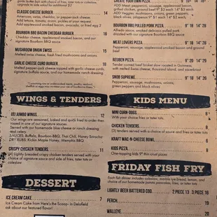 Menu as of 8/16/2024