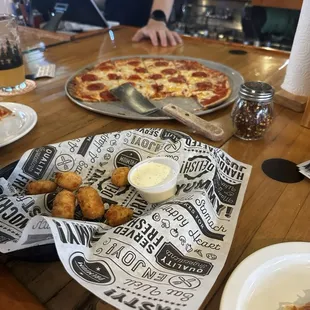 Curds and tavern pizza