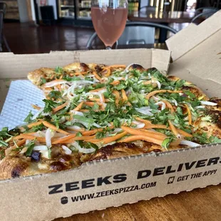 Great pizza from Zeeks, which is in the building...