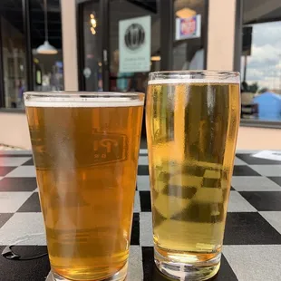 two glasses of beer