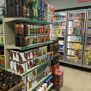 a variety of beverages on display