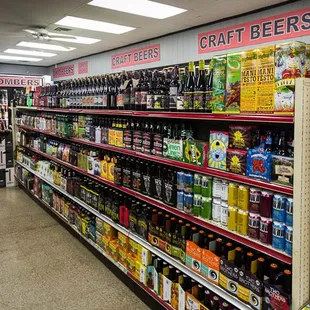 A shelf at the Kenny Road Market. Note the labels on the coolers in the back.