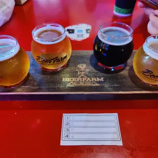 Flight (Quadruple IPA, American IPa, Black Lager, New Zealand Hop IPA)