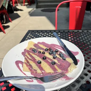 lemon and blueberry poppy seed crepe
