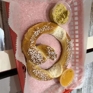Pretzel. Very hot, soft, and fresh.