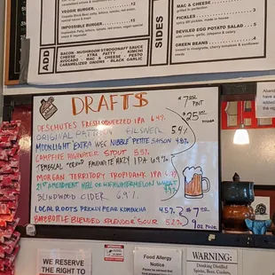 Beer menu but you can only get these beers from the inside order area