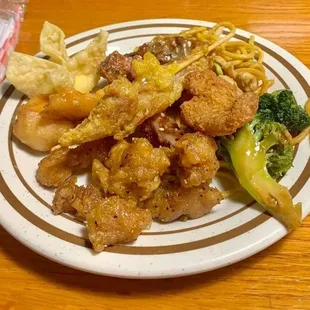 a plate of chinese food