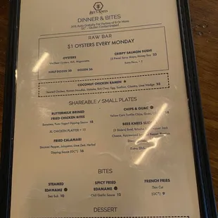 menu