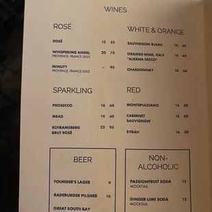 Love to see an orange on the menu and really good looking non-alcoholic options