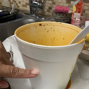 Where my finger is that's how much grease there was in the large bowl !!