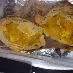 Curry puffs on the inside